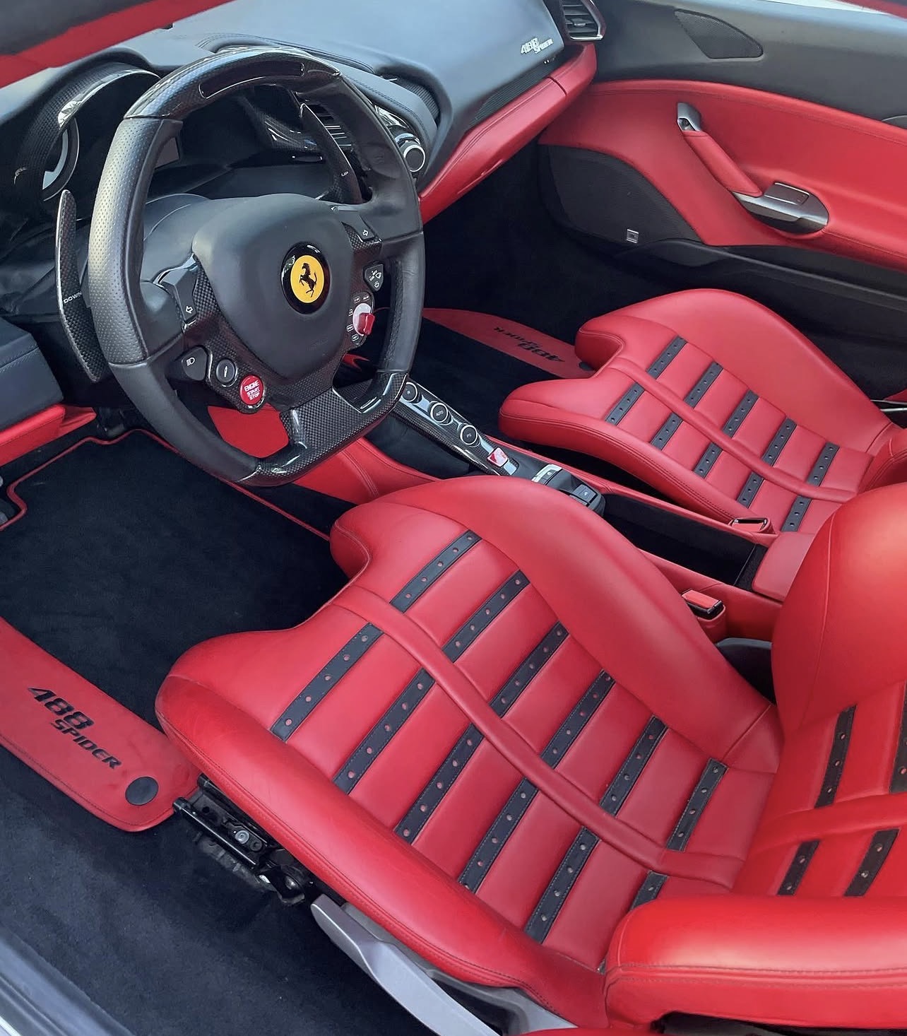Ferrari 488 Spider — red leather interior